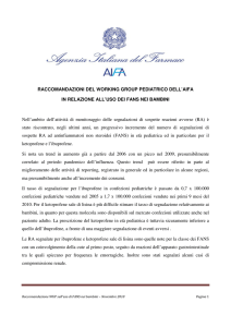 Raccomandazioni del Working Group Pediatrico dell`AIFA