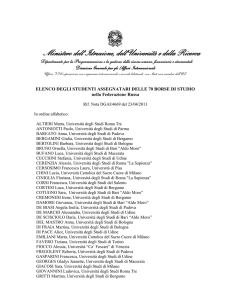 ELENCO VINCITORI BORSA di studio presso Fed Russa