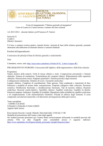 Chimica Generale ed inorganica - Facolta di Lettere Filosofia Lingue