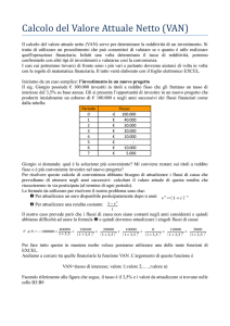 Calcolo del Valore Attuale Netto (VAN)