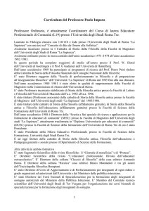 Curriculum del Professore Paolo Impara Professore Ordinario, è