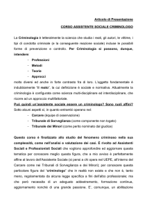 Articolo di Presentazione Corso Assistente Sociale Criminologo