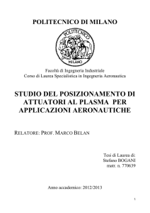 STUDIO DEL POSIZIONAMENTO DI ATTUATORI AL PLASMA PER