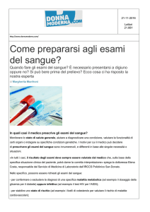 Come prepararsi agli esami del sangue?