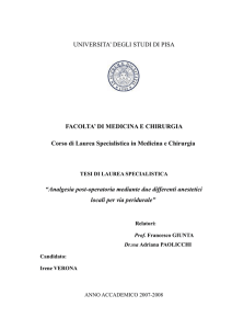 UNIVERSITA` DEGLI STUDI DI PISA FACOLTA` DI
