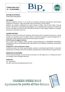 CAREER WEEK 2015 16 – 18 NOVEMBRE SETTORE DI ATTIVITÀ
