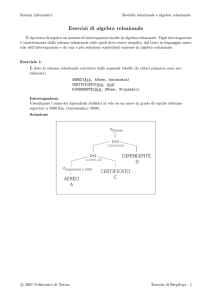 Esercizi di algebra relazionale