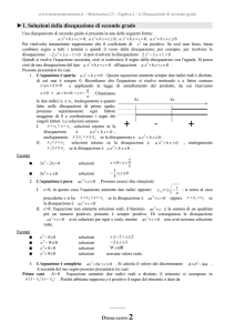 1. Soluzioni della disequazione di secondo grado