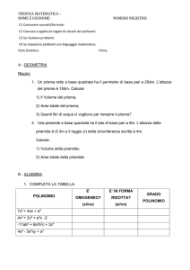 VERIFICA MATEMATICA – NOME E COGNOME: NUMERO