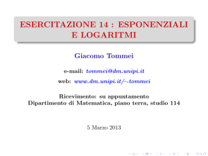 ESERCITAZIONE 14 : ESPONENZIALI E LOGARITMI