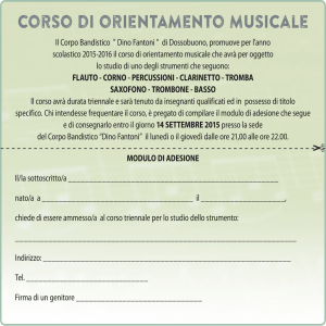 Corso di orientamento Musicale - Corpo Bandistico "Dino Fantoni"