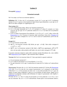 Lezione 11 Estensioni normali.