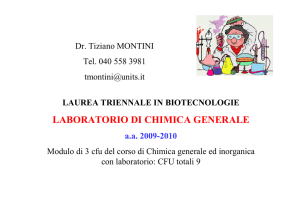 laboratorio di chimica generale - Dipartimento di Scienze Chimiche