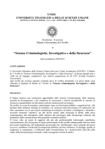 Scienze Criminologiche, Investigative e della Sicurezza - Unisu-tv