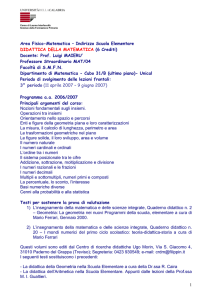 1 Area Fisico-Matematica – Indirizzo Scuola Elementare DIDATTICA