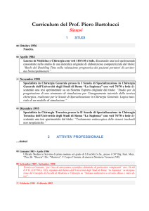 Piero Bartolucci Curriculum - Sintesi 2011