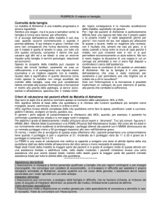 Centralità della famiglia Criteri di valutazione dei pazienti affetti da