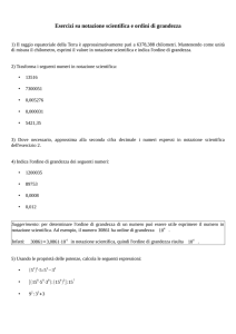 Esercizi su notazione scientifica e ordini di grandezza