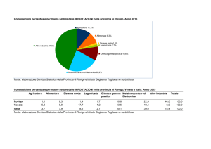 Composizione percentuale per macro settore