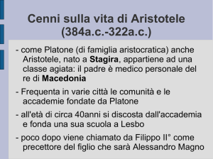 Cenni sulla vita di Aristotele (384a.c.-322a.c.)