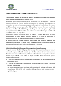 EFFETTI BIOLOGICI DEI CAMPI ELETTROMAGNETICI L