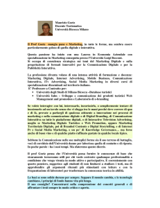 Maurizio Goetz Docente Turismatica Università Bicocca Milano Il