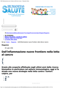 Dall`infiammazione nuove frontiere nella lotta al cancro