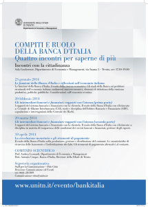 COMPITI E RUOLO DELLA BANCA D`ITALIA Quattro incontri per
