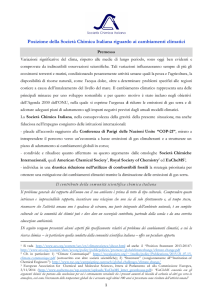 Posizione della Società Chimica Italiana riguardo ai cambiamenti