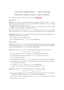 Foglio di esercizi n. 4 - Variabili aleatorie - e-Learning