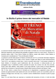 In Sicilia il primo treno dei mercatini di Natale