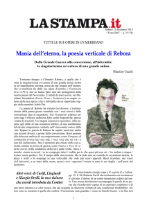 Mania dell`eterno, la poesia verticale di Rebora