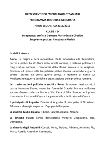 CAGLIARI PROGRAMMA DI STORIA E GEOGRAFIA ANNO