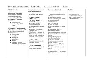 PROGRAMMAZIONE DIDATTICA ARITMETICA