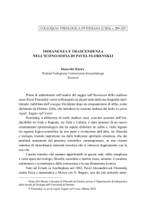 immanenza e trascendenza nell`icono-sofia di pavel florenskij