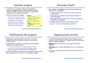 Gestione progetti Personale (Staff) Pianificazione del progetto