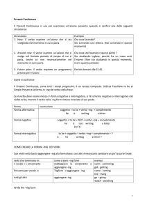 Present Continuous Il Present Continuous si usa per