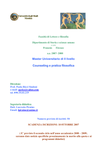 Master Universitario di II livello Counseling e pratica filosofica