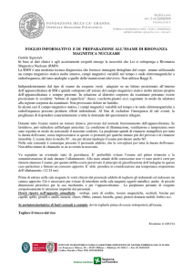 foglio informativo e di preparazione all`esame di risonanza