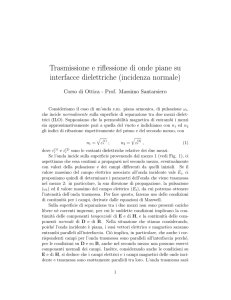 Trasmissione e riflessione di onde piane su interfacce dielettriche