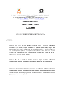 disciplina: matematica docente: daniela fiandra classe: i m2 moduli