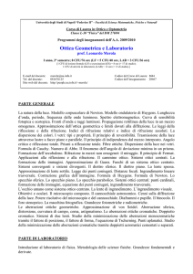 Ottica Geometrica e Laboratorio - Università degli Studi di Napoli