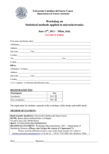 Workshop on Statistical methods applied in microelectronics