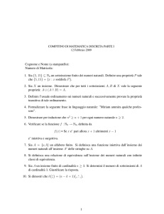 Cognome e Nome (a stampatello): Numero di Matricola: 1. Sia {5,15