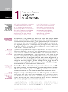 Lettura 1 - Francesco Bacone, L`esigenza di un metodo