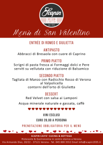 Entrée di Romeo e Giulietta Antipasto Primo Piatto Secondo Piatto