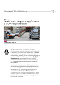 Sanità, altro che gratis: oggi curarsi è un privilegio da ricchi