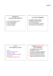 II.5° atti con forza di legge e fonti secondarie
