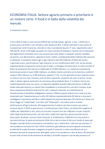 ECONOMIA ITALIA. Settore agrario primario e prioritario è un