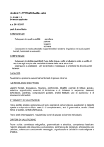 LINGUA E LETTERATURA ITALIANA CLASSE 1 F Scienze